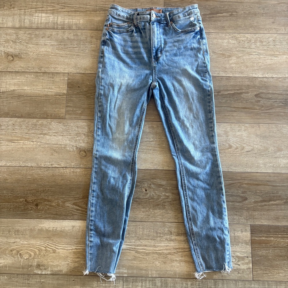 Judy Blue Jeans Women Size 9/29 Blue High Rise Skinny Raw Hem Stretch Denim